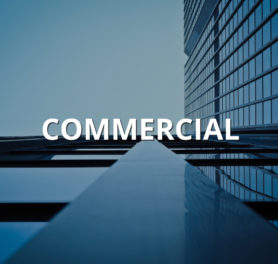 Commercial HVAC Services banner with skyscraper and blue sky
