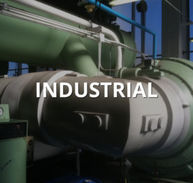 Industrial air conditioning services banner with industrial sized HVAC unit